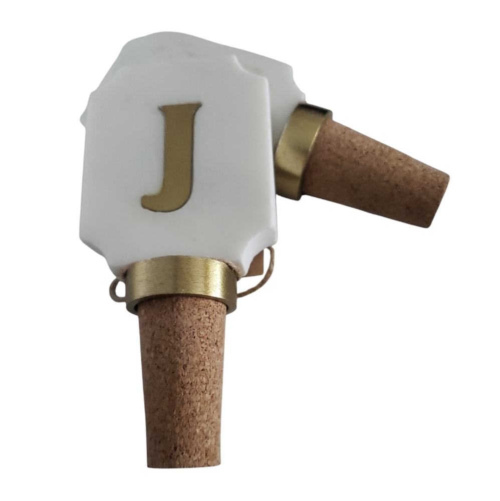 Mud Pie Initial Wine Topper, 3 1/2" x 2",  J